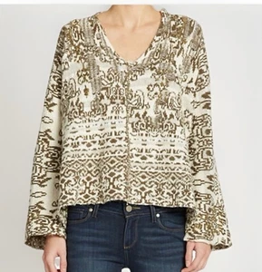 Free People Raggy Hoodie Sweater Green Alpaca Wool Oversized Boho Size M - Picture 1 of 13