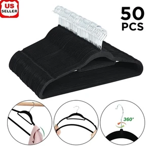 Premium Samt Kleiderbügel 50 Stück rutschfest robust 360 drehbare Haken USA - Bild 1 von 9