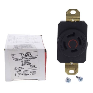 Pass and Seymour L1420-R Turn Locking 20A Receptacle L14-20R Outlet 125/250V - Picture 1 of 8