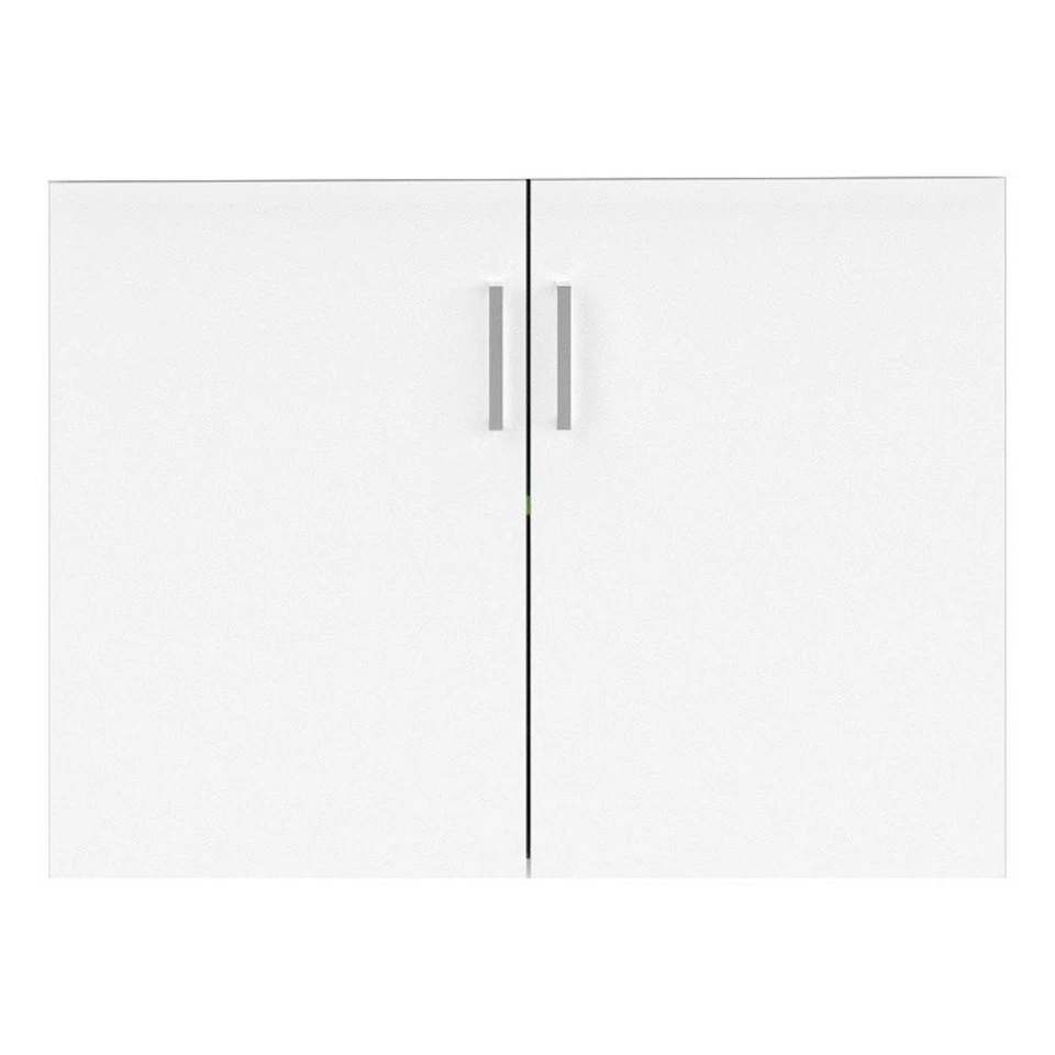 Armario de almacenamiento moderno de madera Safco Resi con puertas laminadas en blanco Foto 1 de 3