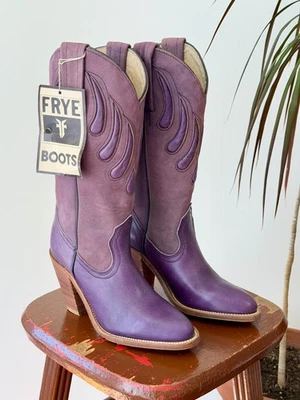 Botas vaqueras de cuero púrpura Frye de colección años 70 Deadstock niñas juniors mujeres 4,5 Foto 1 de 4