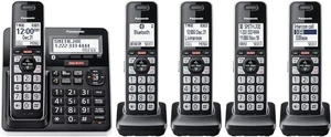 Panasonic Cordless Phone System Answering Machine 5 Handset Bluetooth Call Block - Picture 1 of 8