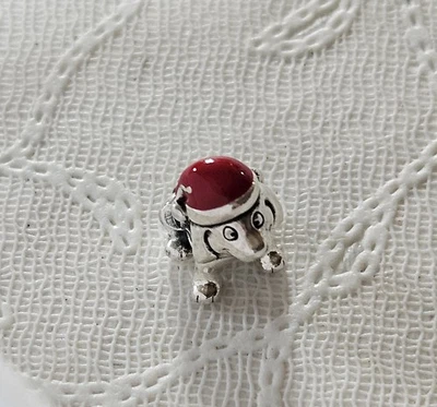 Original Pandora "Weihnachtswelpe"  Silber Emaille für Armband, Kette Unbenutzt - Bild 1 von 4