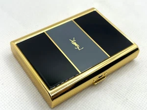 Used Auth YVES SAINT LAURENT YSL Logo Mini Cosmetics Case Holder w Mirror Gold - Picture 1 of 13