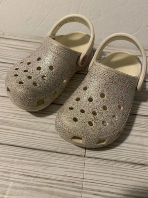 Crocs Classic Clog Shoes Youth Size C9 Lightweight Pink Glitter Sparkle Slip On - Image 1 of 4