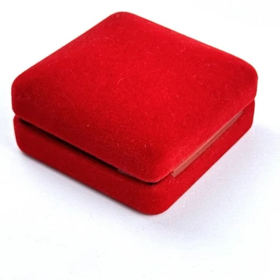 Caja Reloj Bolsillo Terciopelo Rojo Joyero Vintage Bueno Sólido Antiguo 65.5mm Cuadrado Foto 1 de 4