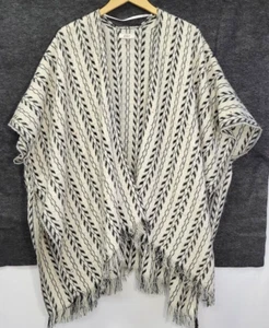 Women's Serape Poncho Wrap by MUDD OS Oversized Cream/Black Southwest Pattern - Picture 1 of 9