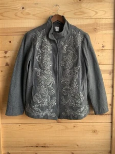 Chico's Jacket Women's Size 2 (Large) Wool Blend Blazer Jacket Christmas Holiday - Picture 1 of 5