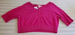 NWT Michael Kors Pink Cropped Cardigan Sweater Size P/L Short Sleeves - Picture 1 of 3