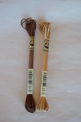 2 Skeins DMC Antique Effects Embroidery Floss Thread E436 & E898 Made France - Image 1 of 4