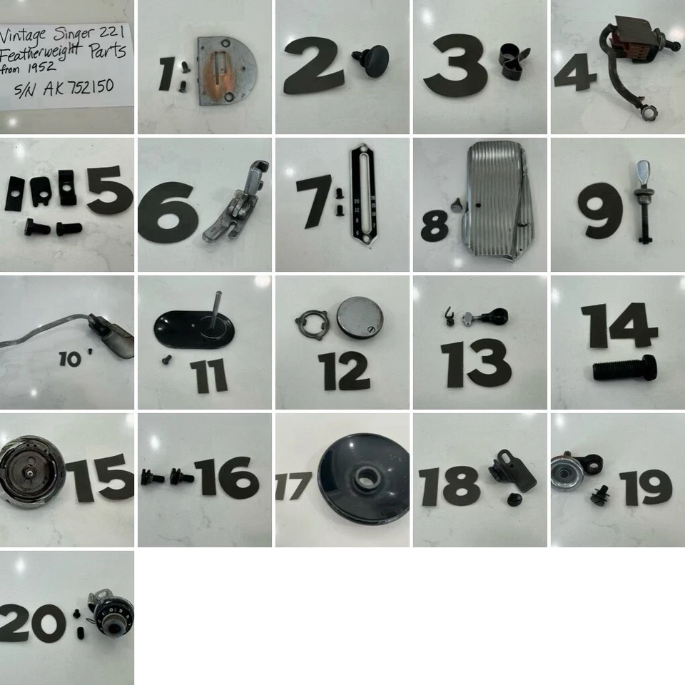 VINTAGE SINGER 221 FEATHERWEIGHT PARTS FROM 1952 - Image 1 of 1