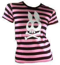 WoW Rockabilly Punk Rock Emo Hotrod TOTENKOPF HASE Sweet Cute Streifen T-Shirt S