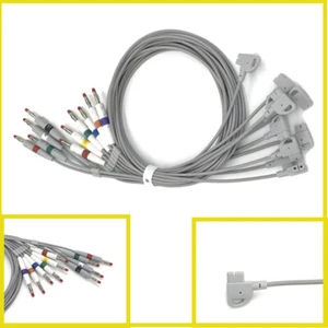 ECG EKG TPU Cable 12-lead Banana Plug Type Fit for HP/PHILIPS TrimII/1/2/3 15Pin - Picture 1 of 9
