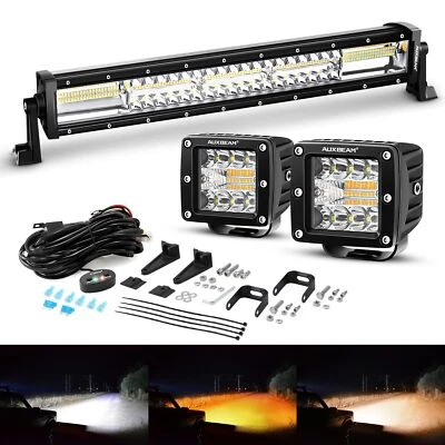 Barra de luces de trabajo LED AUXBEAM 22" + 3" 6 modos blanco ámbar conducción antiniebla todoterreno Foto 1 de 4