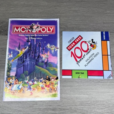 Monopoly Edición Disney 2001 Piezas de Repuesto Instrucciones y Publicidad Foto 1 de 4