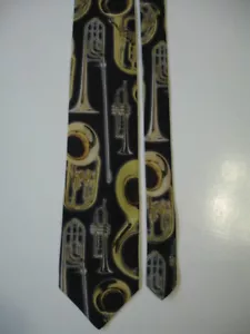 RALPH MARLIN RM Men's Designer Neck Tie Neckwear BRASS INSTRUMENTS Musical Theme - Picture 1 of 4