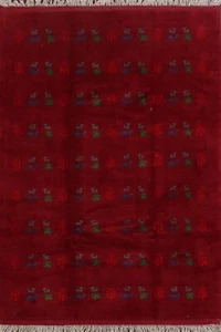 Alfombra de lana Gabbeh roja tribal suave de felpa anudada a mano alfombra oriental 5x8 pies - Imagen 1 de 12