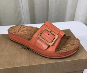 NUEVO EN CAJA Sandalia plataforma cuero/corcho con hebilla tutsi Kork-Ease para mujer EE. UU. 7 naranja - Imagen 1 de 20