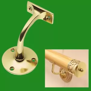 2x Massives Messing Geländer Halter Handlaufhalter Balkon Treppen Schiene - Bild 1 von 3