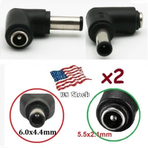 2-Pack DC Power 5.5x2.1mm Female to 6.0x4.4mm Male Right Angle Converter Adapter - Picture 1 of 7
