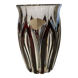 Jarrón antiguo Val Saint Lambert cristal belga amatista 6,5" de alto etiquetas originales - Imagen 1 de 10