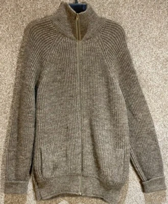 Cárdigan Suéter Vintage LL Bean England Para Hombres Grande Lana Tejido Bolsillos Cremallera Completa Foto 1 de 4