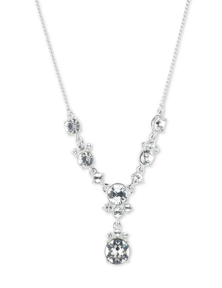 Givenchy Silver-Tone Crystal Lariat Necklace, 16"+3" extender Silver NWT! $68 - Image 1 of 1