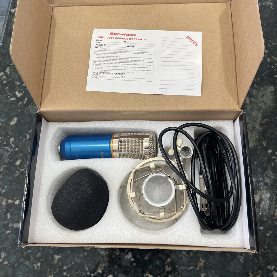 Excelvan BM-800 Condenser Sound Studio Microphone Recording Mic - Blue  - Image 1 of 4