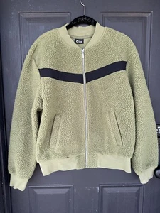 Zyia Active Olive Green Black Flying V Long Sleeve Fleece Full Zip Jacket Size M - Picture 1 of 12