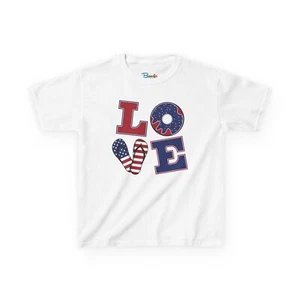 Patriotic Kids Tee, USA Love Shirt, Independence, T-Shirt, Summer, Unisex Youth - Picture 1 of 81