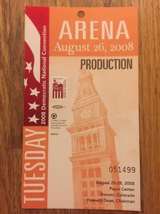 2008 Democratic National Convention ARENA PRODUCTION Credential Barack Obama - Picture 1 of 2