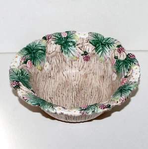 Cuenco grande de cerámica vintage Fitz and Floyd Wild Berries porcelana decoración de mesa - Imagen 1 de 9