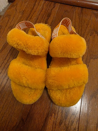 UGG Oh Yeah calendula pantofole fuzzy ARANCIONE donna 6 UK 4 EU 37