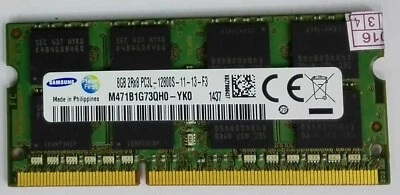 SAMSUNG 8GB DDR3 1600 2RX8 PC3L-12800S M471B1G73QH0-YK0 204pin Laptop SODIMM RAM - Image 1 of 3