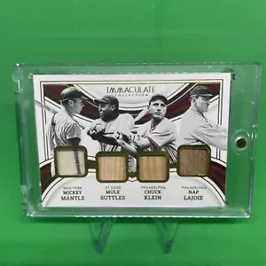 2023 Panini Immaculate-Mantle, Suttles, Klein, Lajoie /3 Triple Crown Quad Mem - Picture 1 of 9