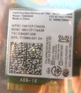 New INTEL Dual Band Wireless - AC 7260, Model 7260NGW, Lenovo Thinkpad WiFi Card - Picture 1 of 4