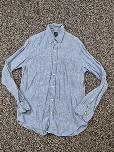 J Crew Herren Leinenhemd Small Button Down Blau Langarm Preppy - Bild 1 von 7