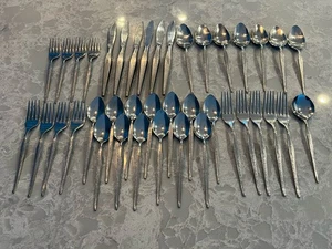 Vintage West Bend/Oneida SHADOW WEAVE 40-teiliges MCM Edelstahl Besteck Set USA - Bild 1 von 10