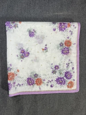 Beautiful Vintage Franck Olivier Floral 100% Cotton Square Handkerchief  17.5” - Image 1 of 4