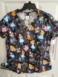 Disney Cinderella Tooniforms Scrubs V Neck Top Medium Pockets NWT - Picture 1 of 4