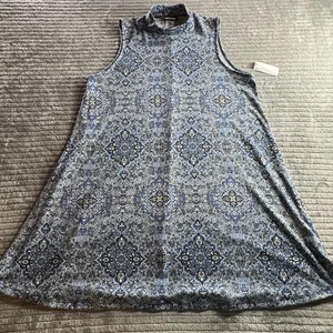 Robe Joe Boxer vintage années 90 bleu motif boho sans manches a-line taille L - Photo 1/8