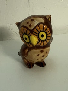 Vintage Ceramic Hand Painted Multi-Colored Owl Brown Orange Yellow - Picture 1 of 7