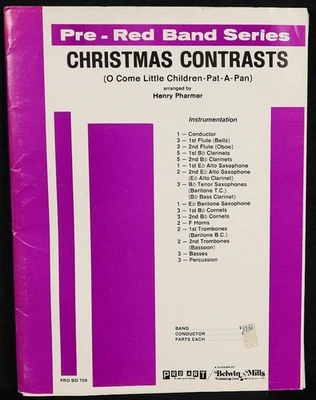 Christmas Contrasts Sheet Music Score Book Belwin Mills Pre-Red Band Series - Image 1 of 4