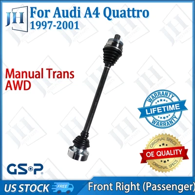 Оригинальный передний правый пассажирский вал оси CV для 1997-2001 Audi A4 Quattro полный привод с ручной коробкой передач - Изображение 1 из 4