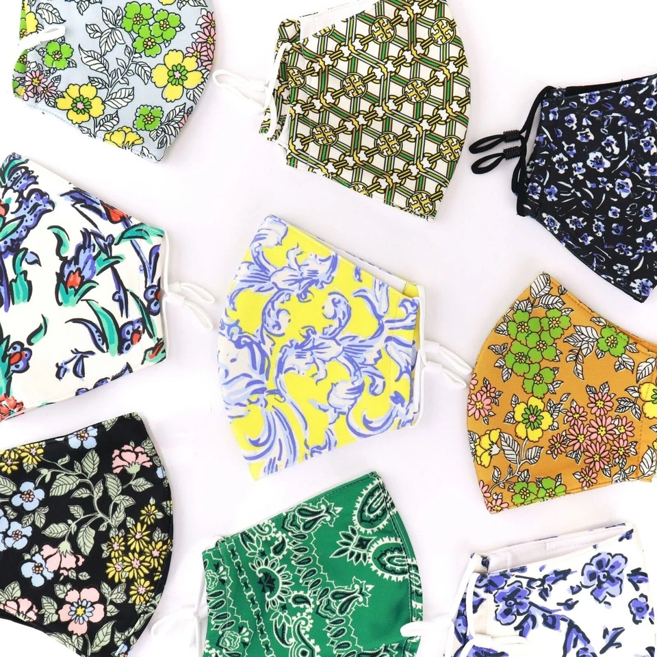Nuevo en Paquete Tory Burch Floral Dos Capas Máscara Ajustable Cubierta Facial Elige un diseño Foto 1 de 4