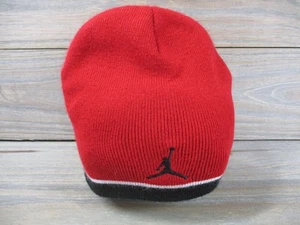 Jordan Hat Cap Beanie Youth Red Black Knit Embroidered Jumpman Athletic Winter - Picture 1 of 6