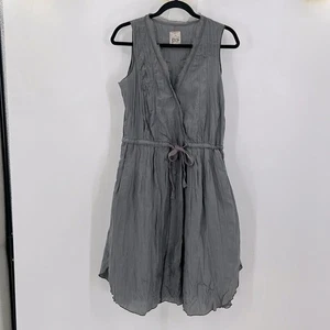 Go Seide V-Ausschnitt Kordelzug Taille Kleid Größe Small - Bild 1 von 7