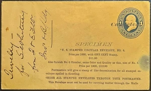 Espécimen 1c Franklin Azul Oscuro Estacionario Postal U109? Todo c1870s - Imagen 1 de 2
