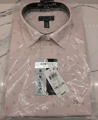 Men's ALFANI AlfaTech Pink Regular Fit Dress Shirt Size L 16-16.5 32/33 NWT - Image 1 of 4