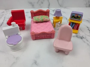 Vintage 2005 Fisher-Price Mein erstes Puppenhaus Möbel & Zubehör - 6 Stück - Bild 1 von 8